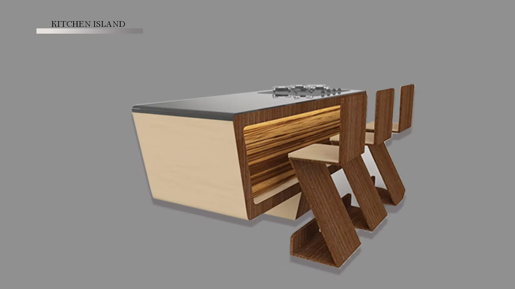 Kitchen Island with Integrated Seating